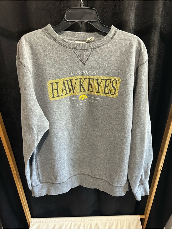 Blue 84 Tops - Iowa Hawkeyes Gray Sweatshirt with Yellow Graphic